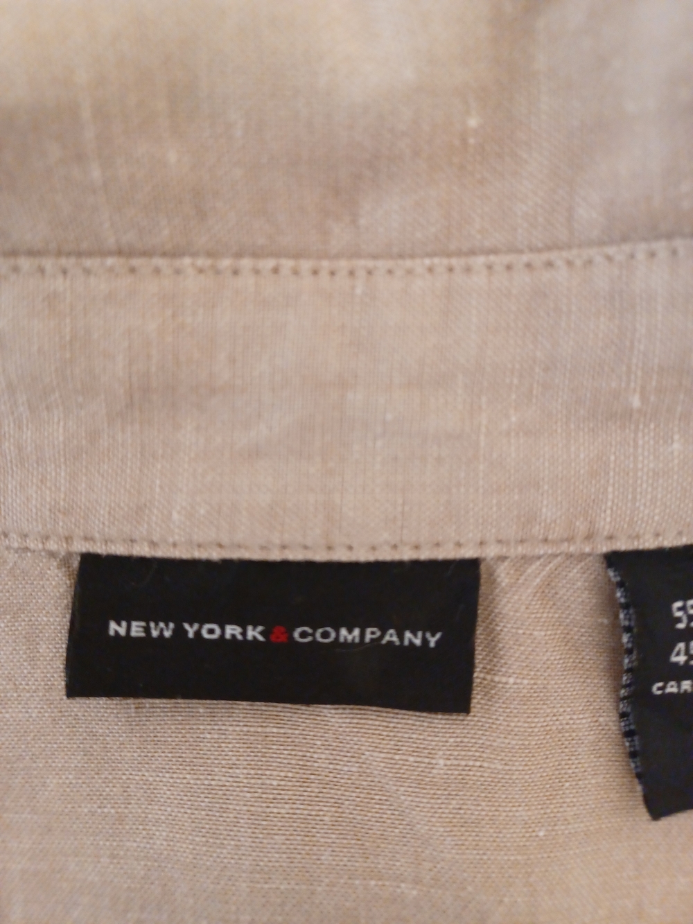 New York & Company Light Beige Short Sleeve Button-Down Shirt - Picture 9 of 11